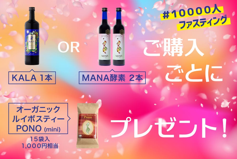 MANA酵素・KALAでファスティングをして、ルイボスティーをもらおう