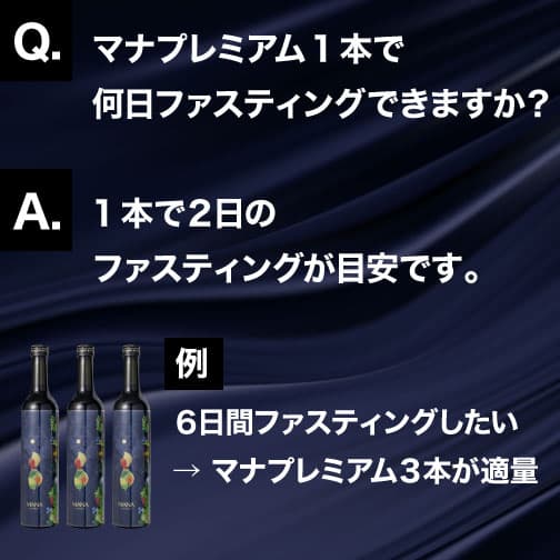 マナプレミアム (MANAプレミアム) ファスティング日数